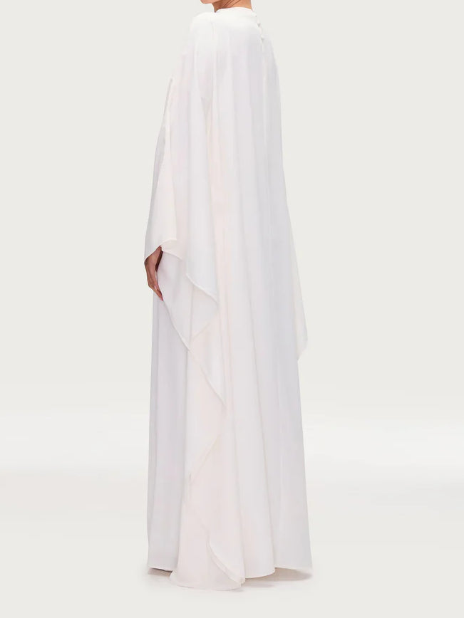 Salma Wings Inner Tie Abaya Dress - White