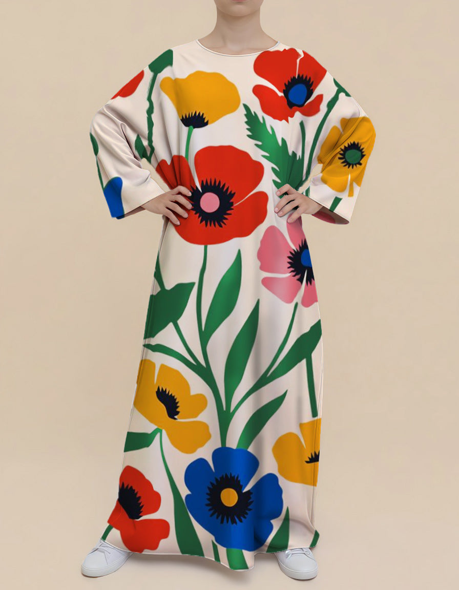Plus Size Floral Nursing Kaftan in Centaurea