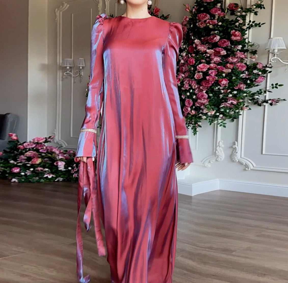 Women's Glitter Glazed Satin Elegant Dress