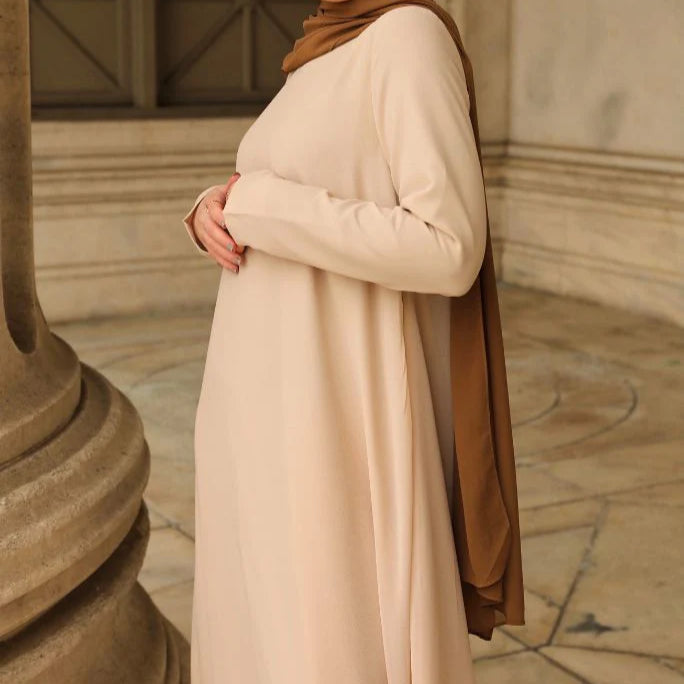 Maryam Classic Chiffon Dress - Beige