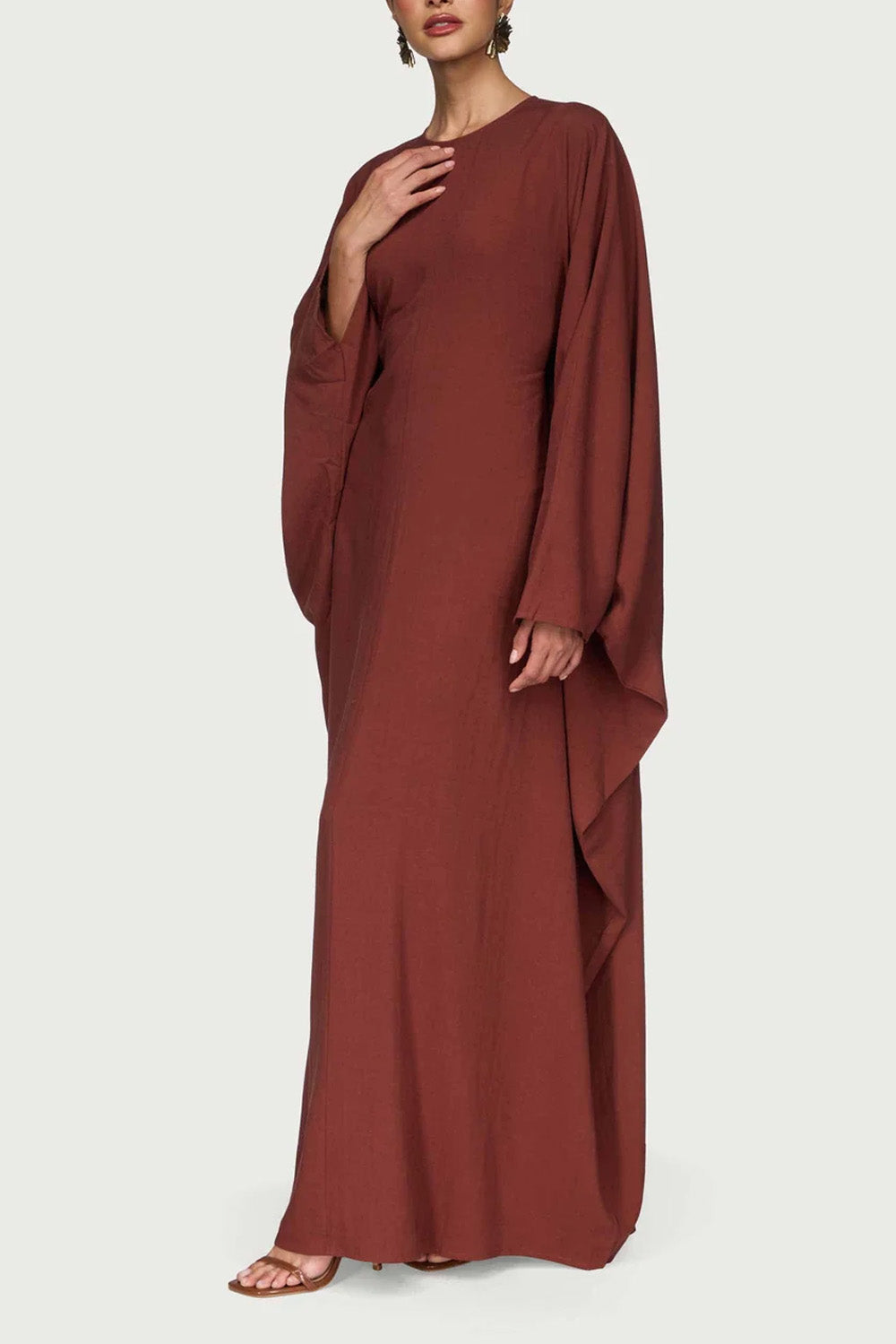 Ladies' Comfortable and Stylish Round-neck Dress-Brown