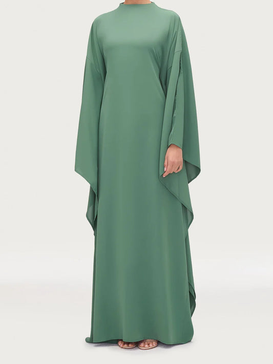 Salma Wings Inner Tie Abaya Dress - Green