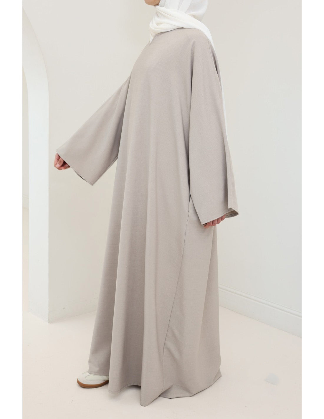 Ladies' Comfortable and Stylish Kaftan with Side Pockets-Greige