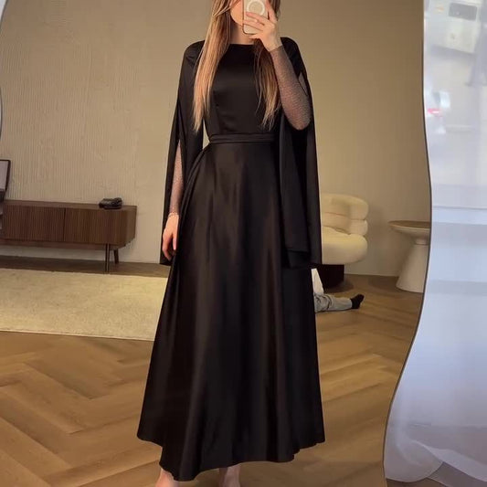 Wide Hem High Split Sleeve Maxi Dress