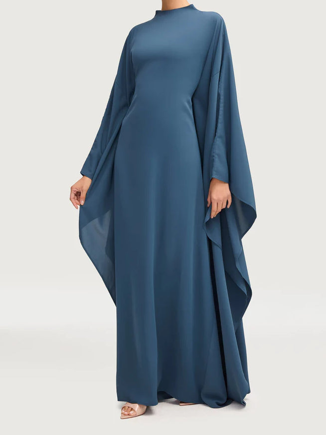 Salma Wings Inner Tie Abaya Dress - Navy Blue