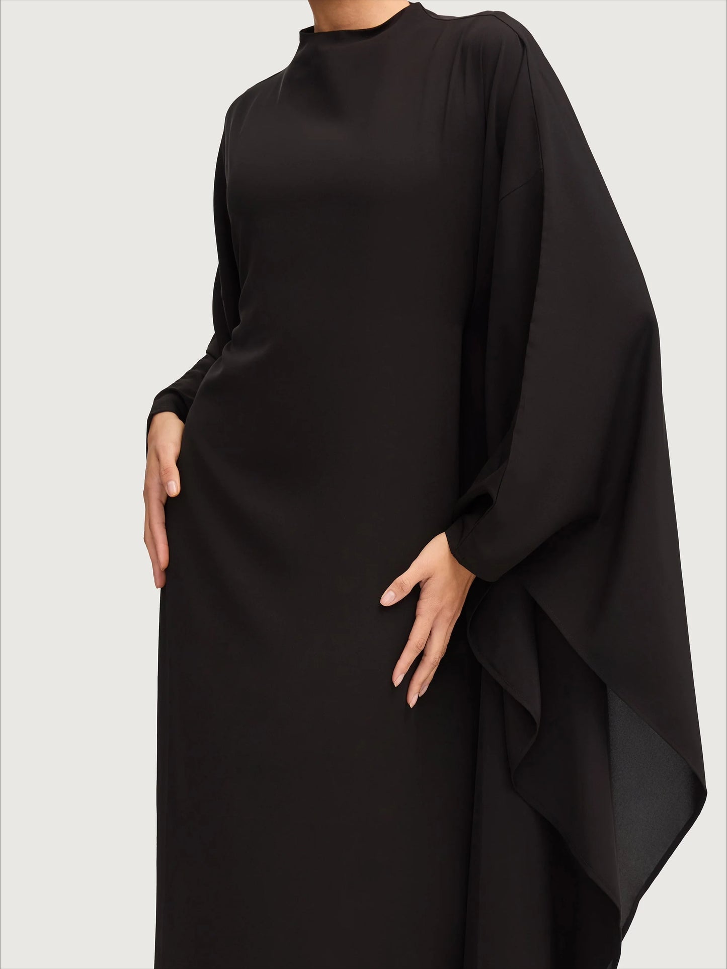 Salma Wings Inner Tie Abaya Dress - Black