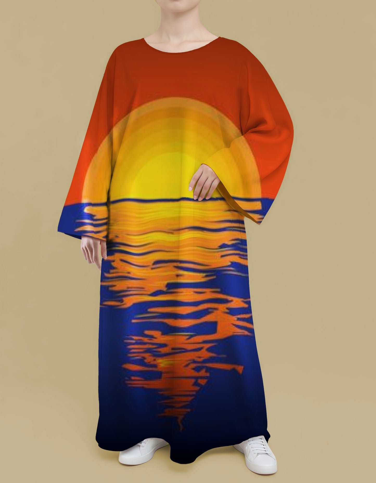 Plus Size Floral Nursing Kaftan in Sea Sunset