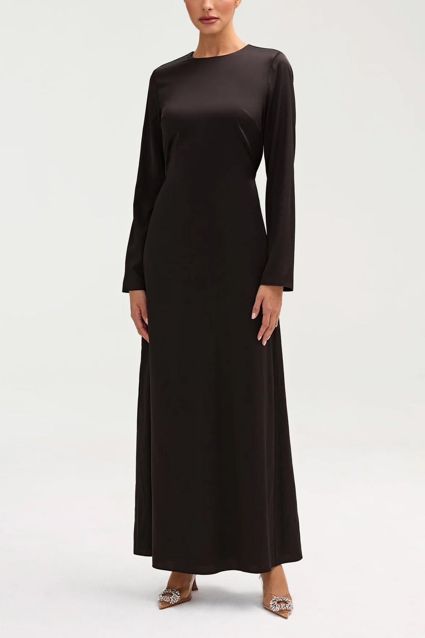 Classic Satin Maxi Dress - Black