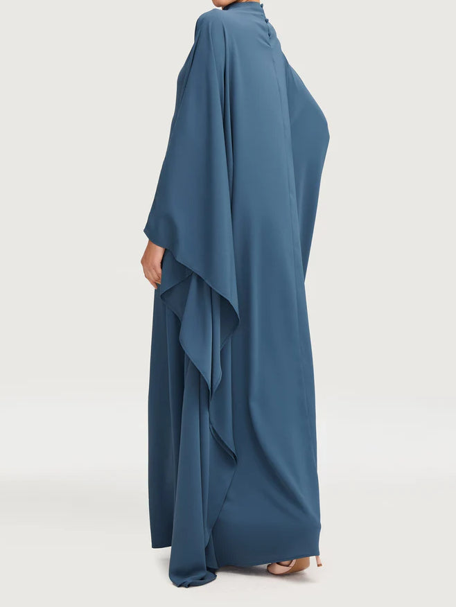 Salma Wings Inner Tie Abaya Dress - Navy Blue