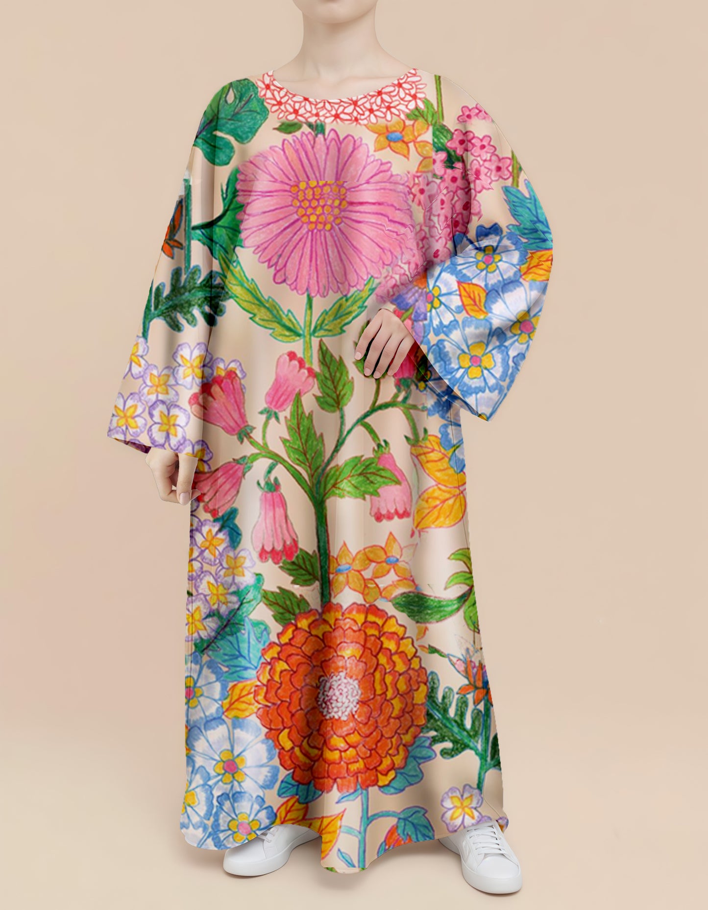 Plus Size Floral Nursing Kaftan in Gerbera