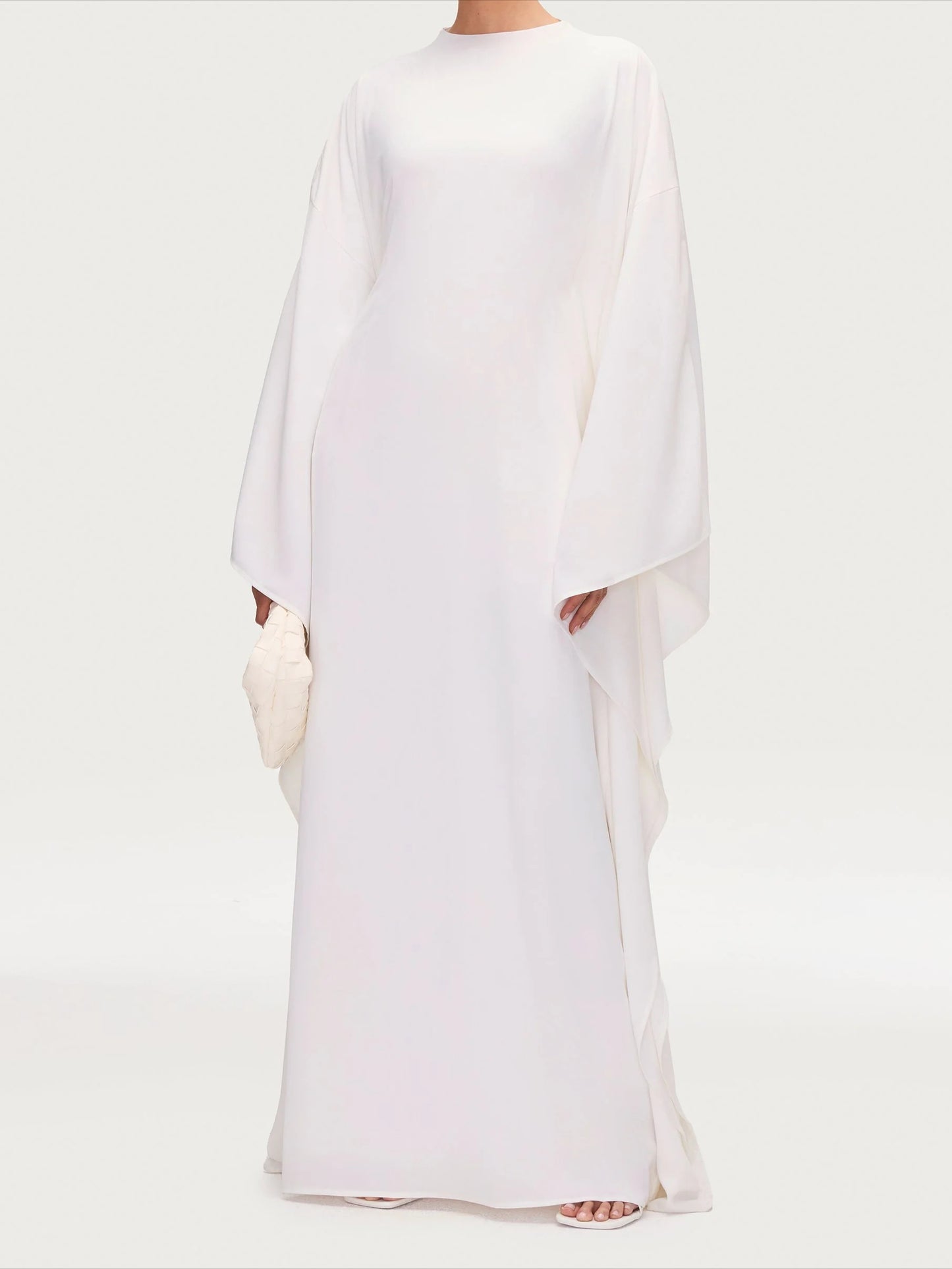 Salma Wings Inner Tie Abaya Dress - White