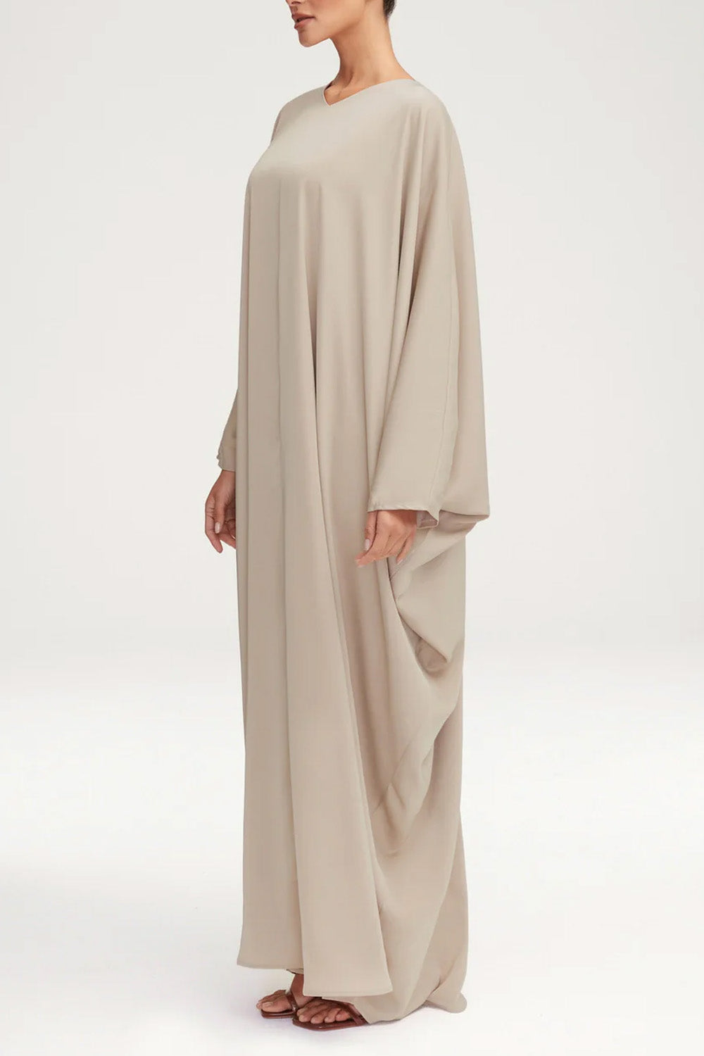 Women's Fashion Satin Robe Dress-Creme Caramel
