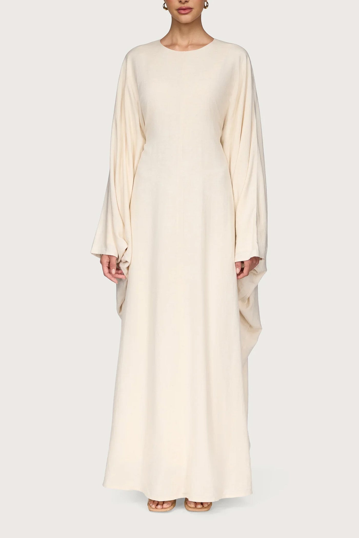 Ladies' Comfortable and Stylish Round-neck Dress-Beige