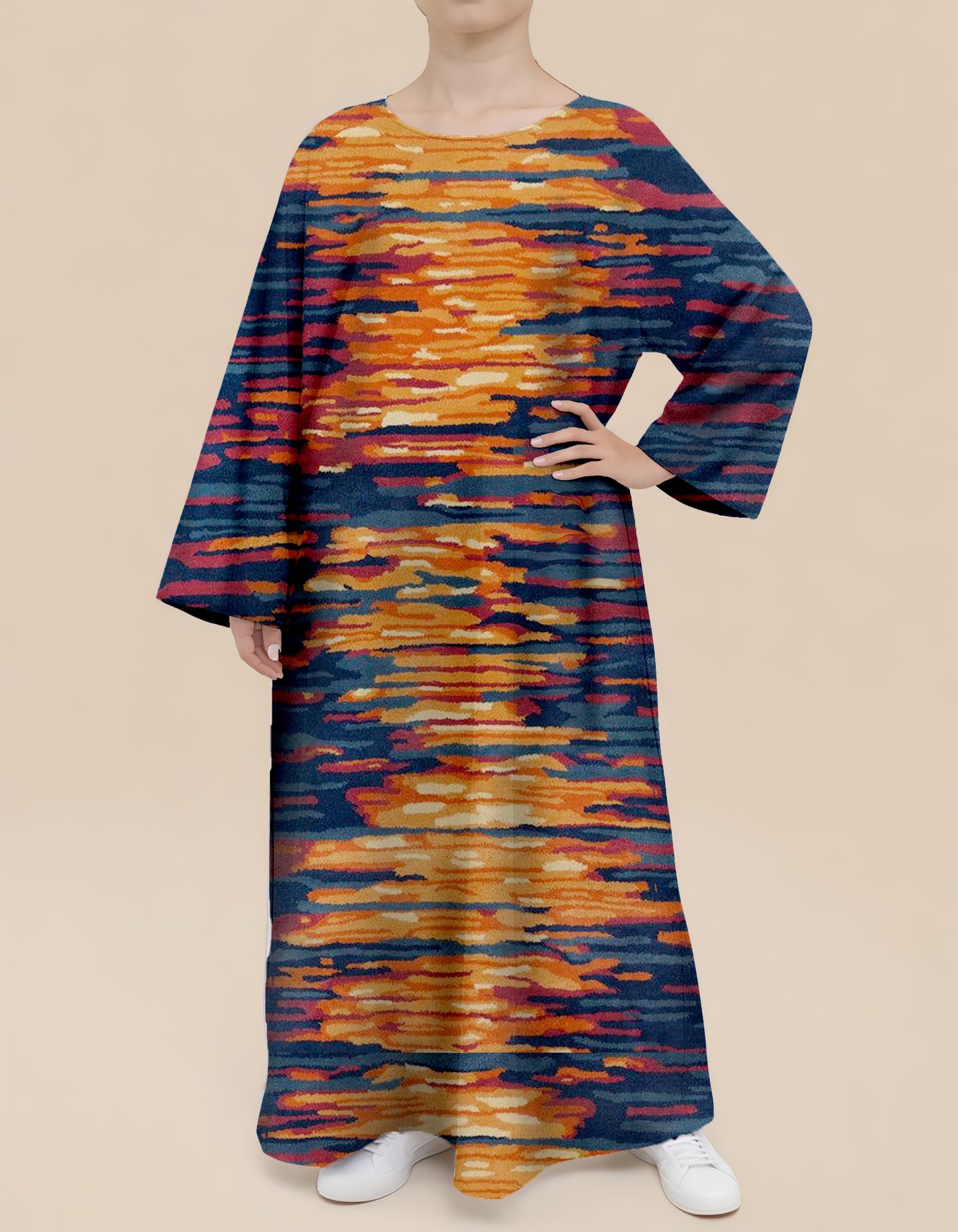 Plus Size Floral Nursing Kaftan in Sunset Reflection