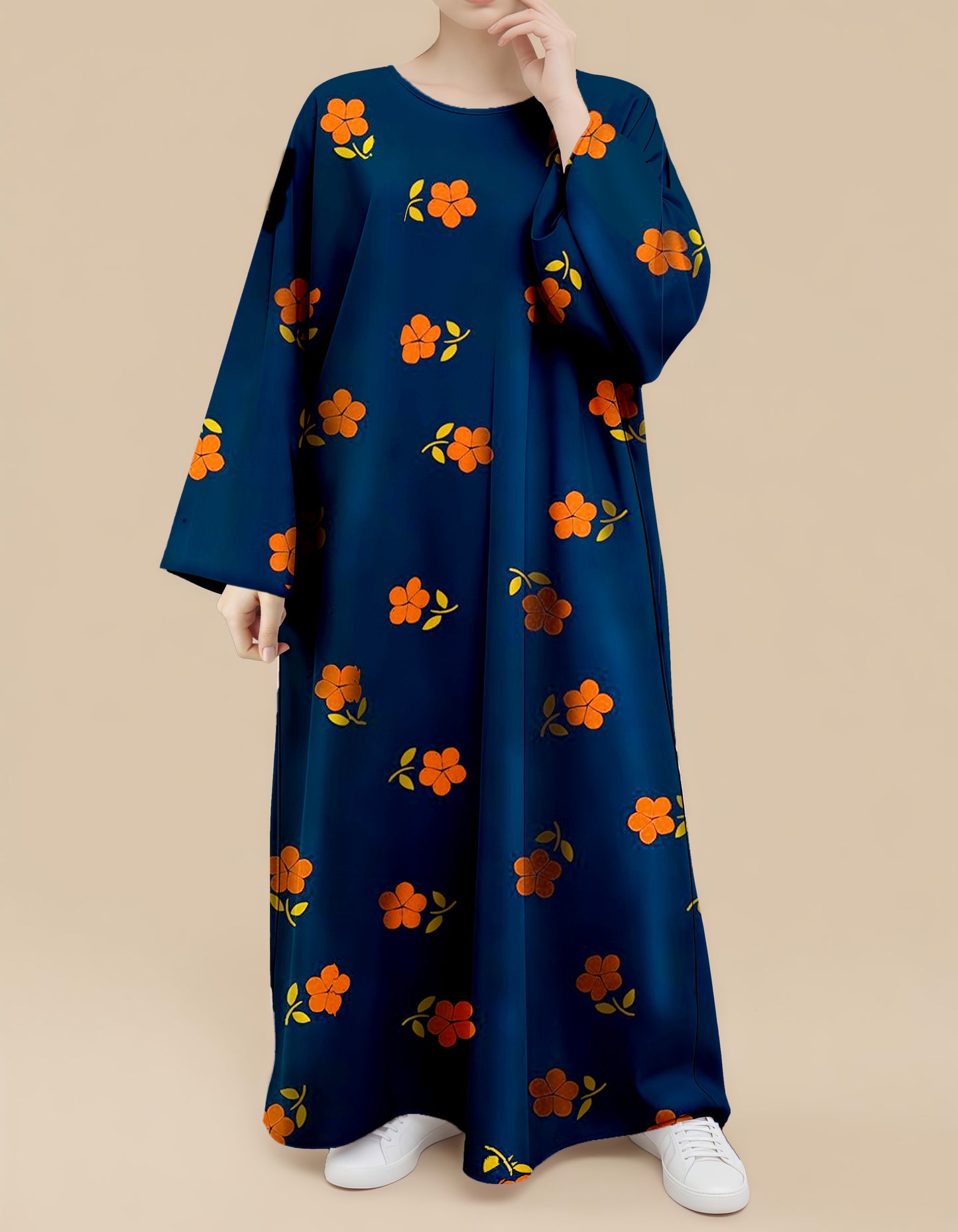 Plus Size Floral Nursing Kaftan in Orange Flower