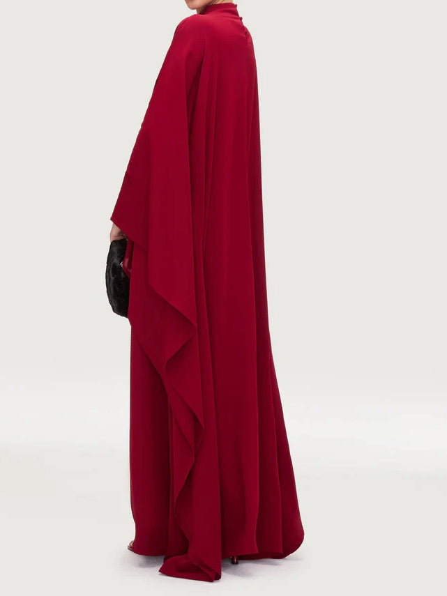 Salma Wings Inner Tie Abaya Dress - Red