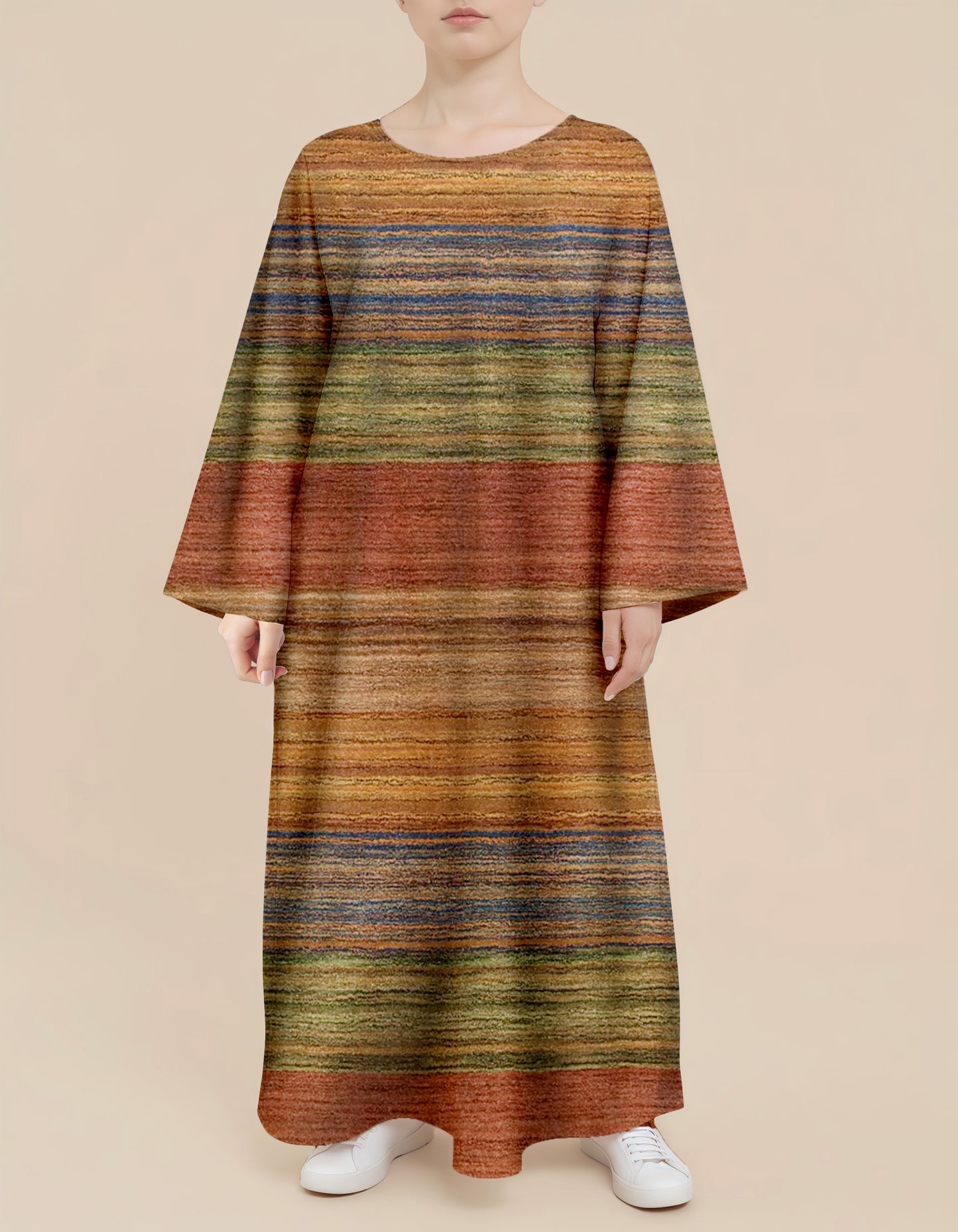 Plus Size Floral Nursing Kaftan in Terra Lines