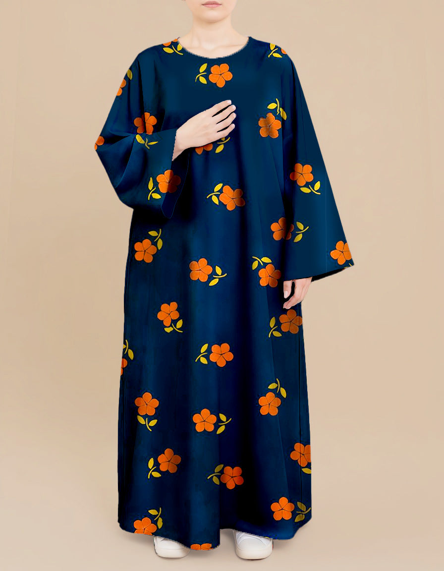 Plus Size Floral Nursing Kaftan in Orange Flower