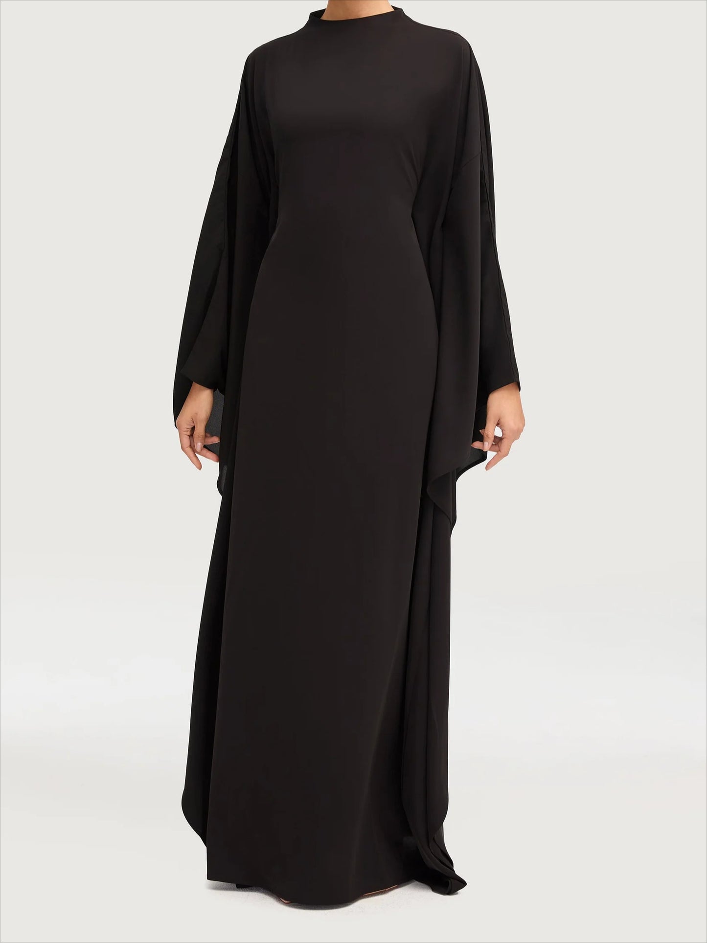 Salma Wings Inner Tie Abaya Dress - Black