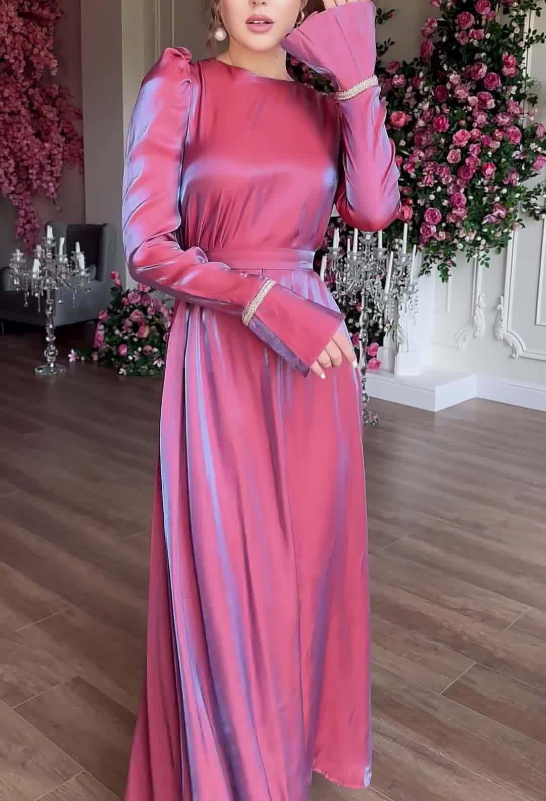 Women's Glitter Glazed Satin Elegant Dress