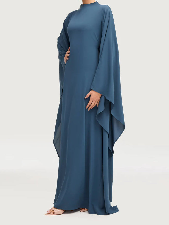 Salma Wings Inner Tie Abaya Dress - Navy Blue