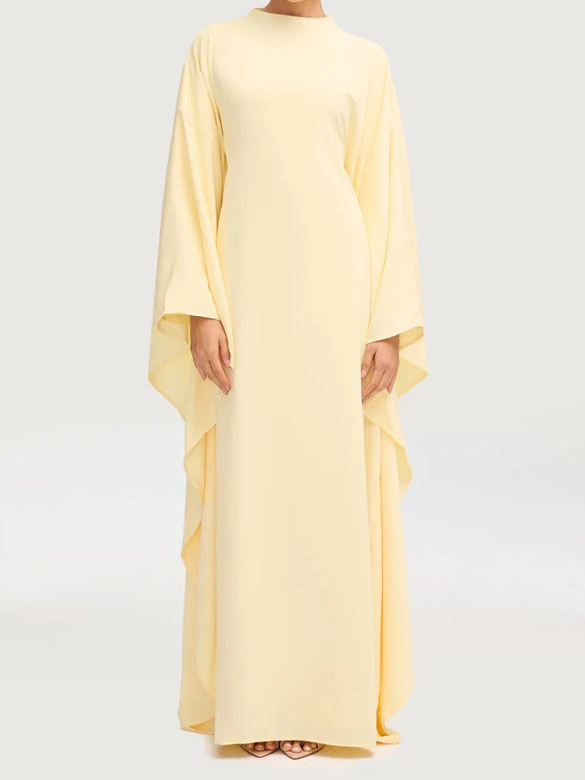 Salma Wings Inner Tie Abaya Dress - Yellow