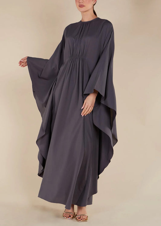 Solid Color Front Pleated Design Abaya for Women