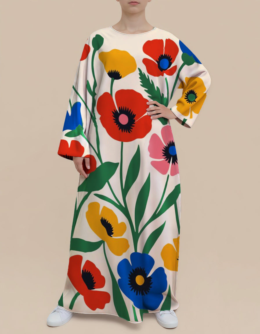 Plus Size Floral Nursing Kaftan in Centaurea