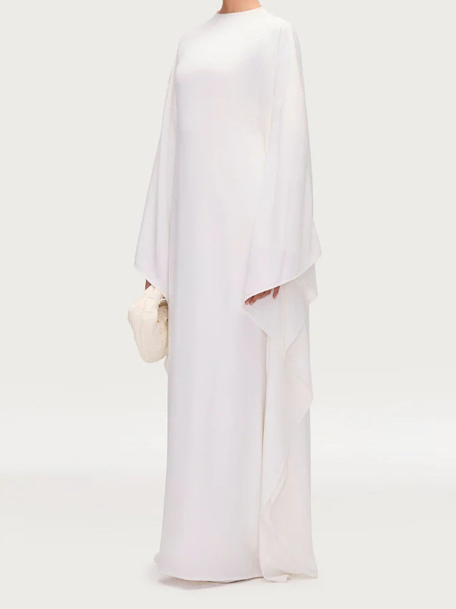Salma Wings Inner Tie Abaya Dress - White