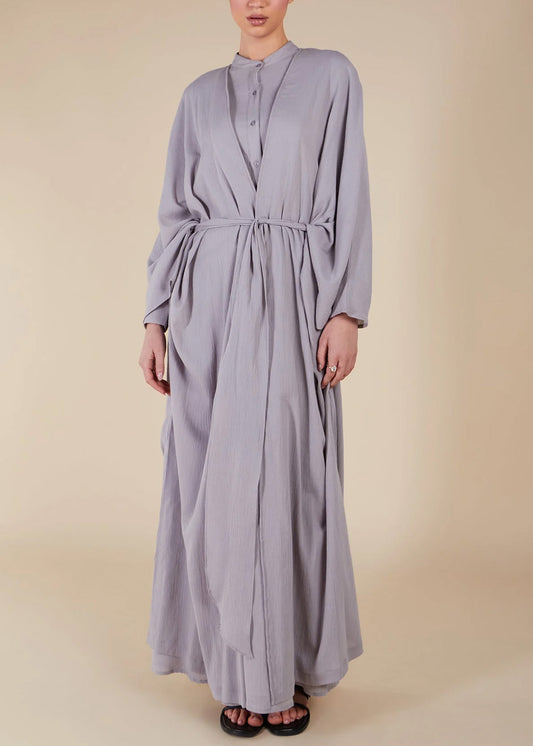 Loose Casual Full Placket Abaya Outer Robe for Women