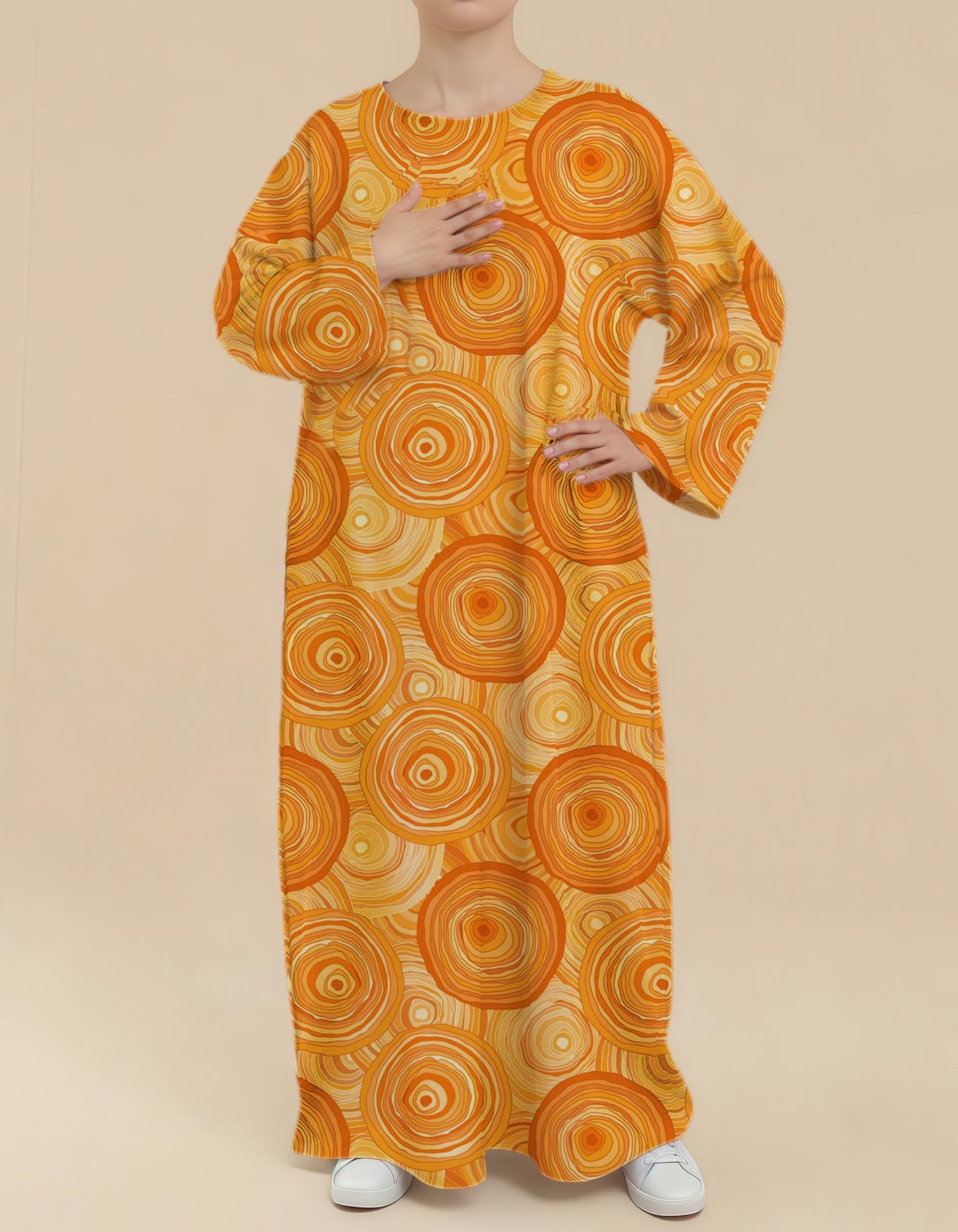 Plus Size Floral Nursing Kaftan in Orange Vortex