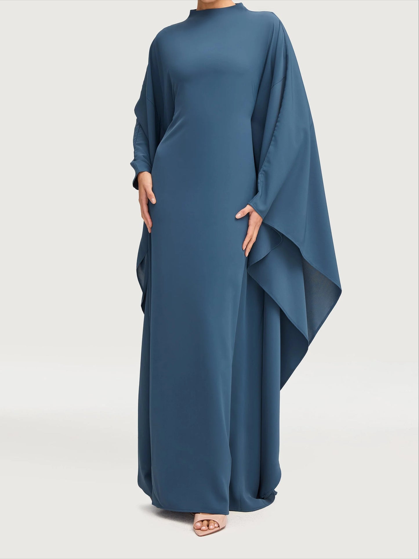Salma Wings Inner Tie Abaya Dress - Navy Blue