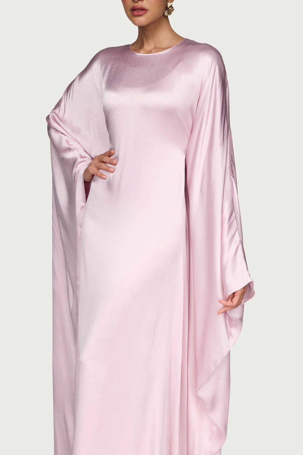 Satin Butterfly Maxi Dress-Pastel Pink