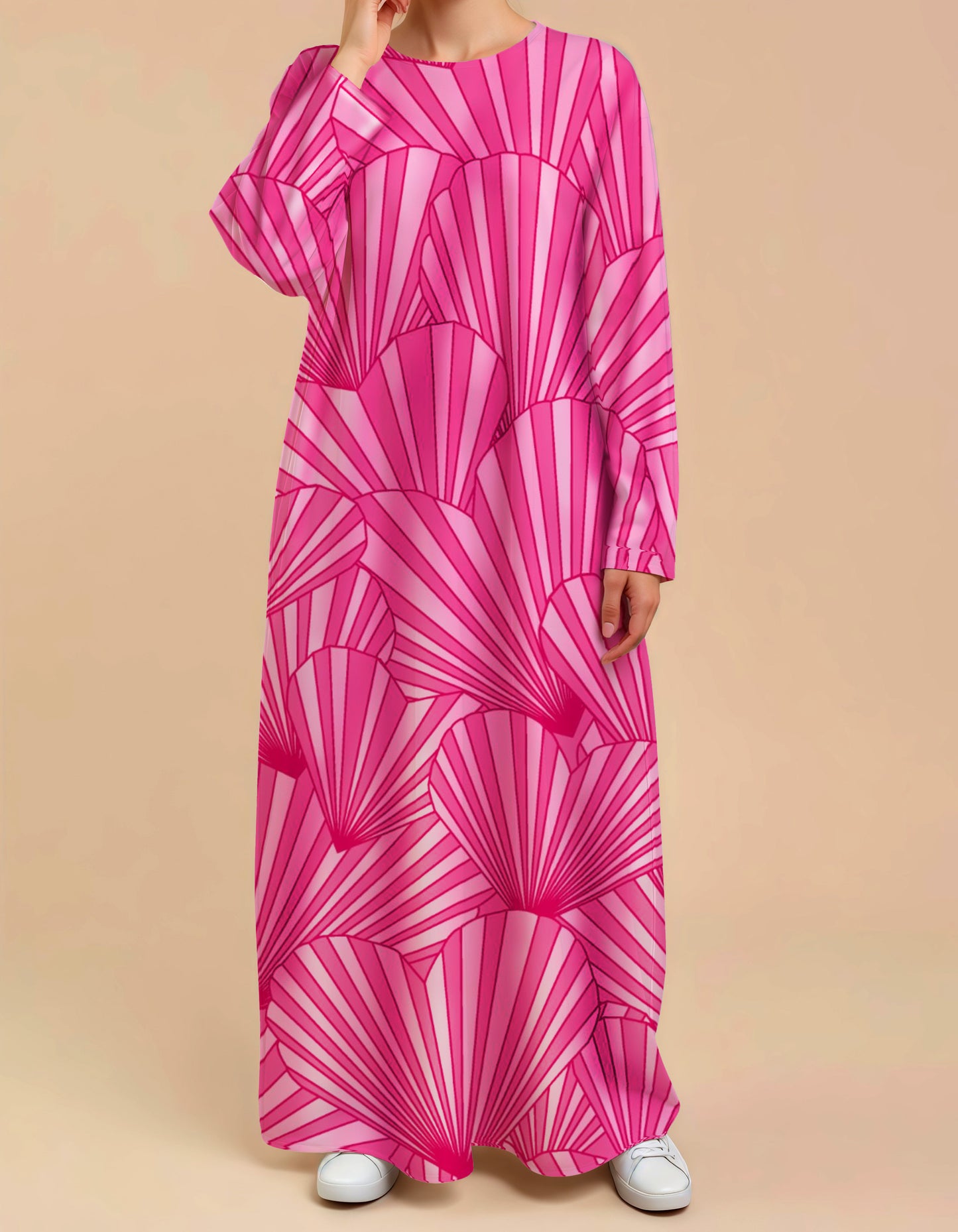 Plus Size Floral Nursing Kaftan in Pink Heart