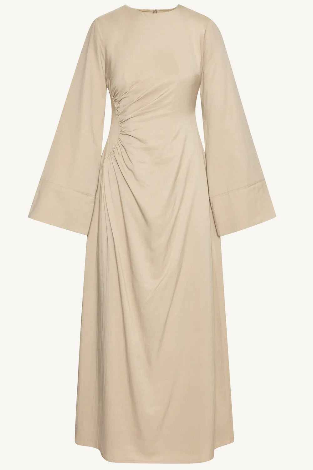 Asymmetric Pleated Floor-length Dress-Sand