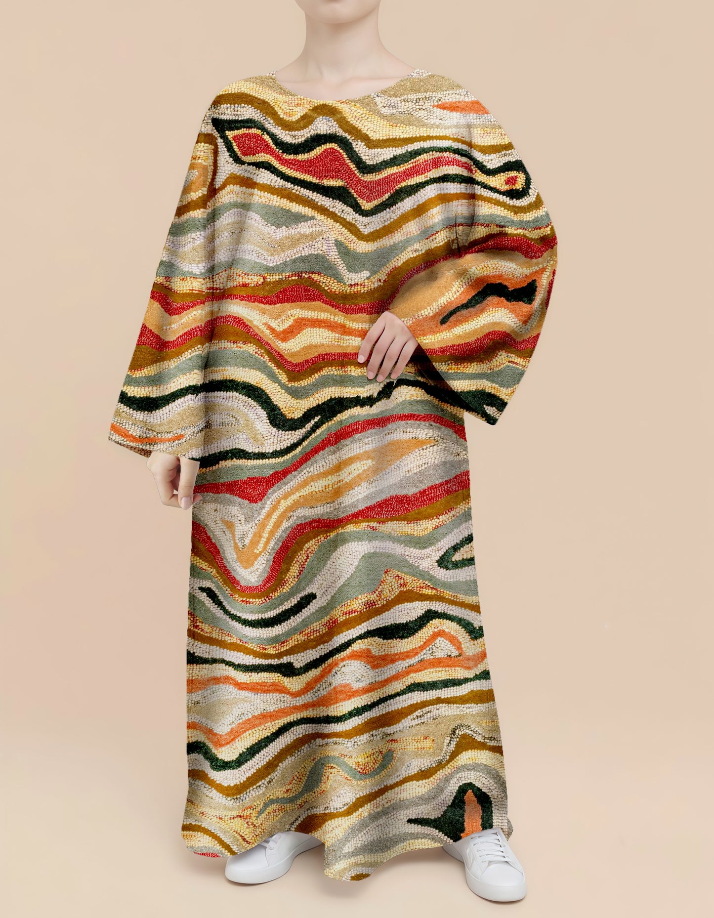 Plus Size Floral Nursing Kaftan in Earth Strata