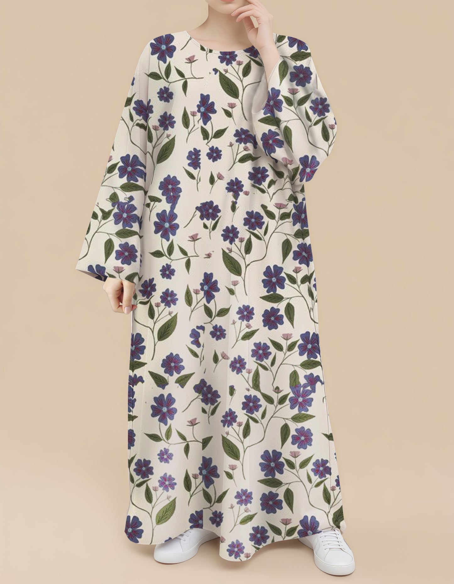 Plus Size Floral Nursing Kaftan in Purple Petunia
