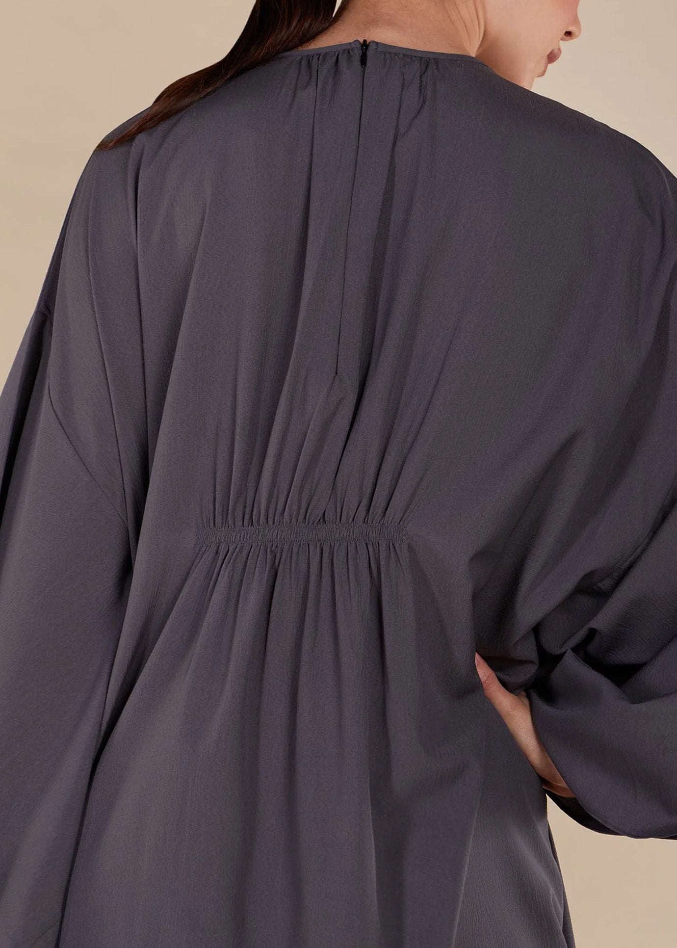 Solid Color Front Pleated Design Abaya for Women
