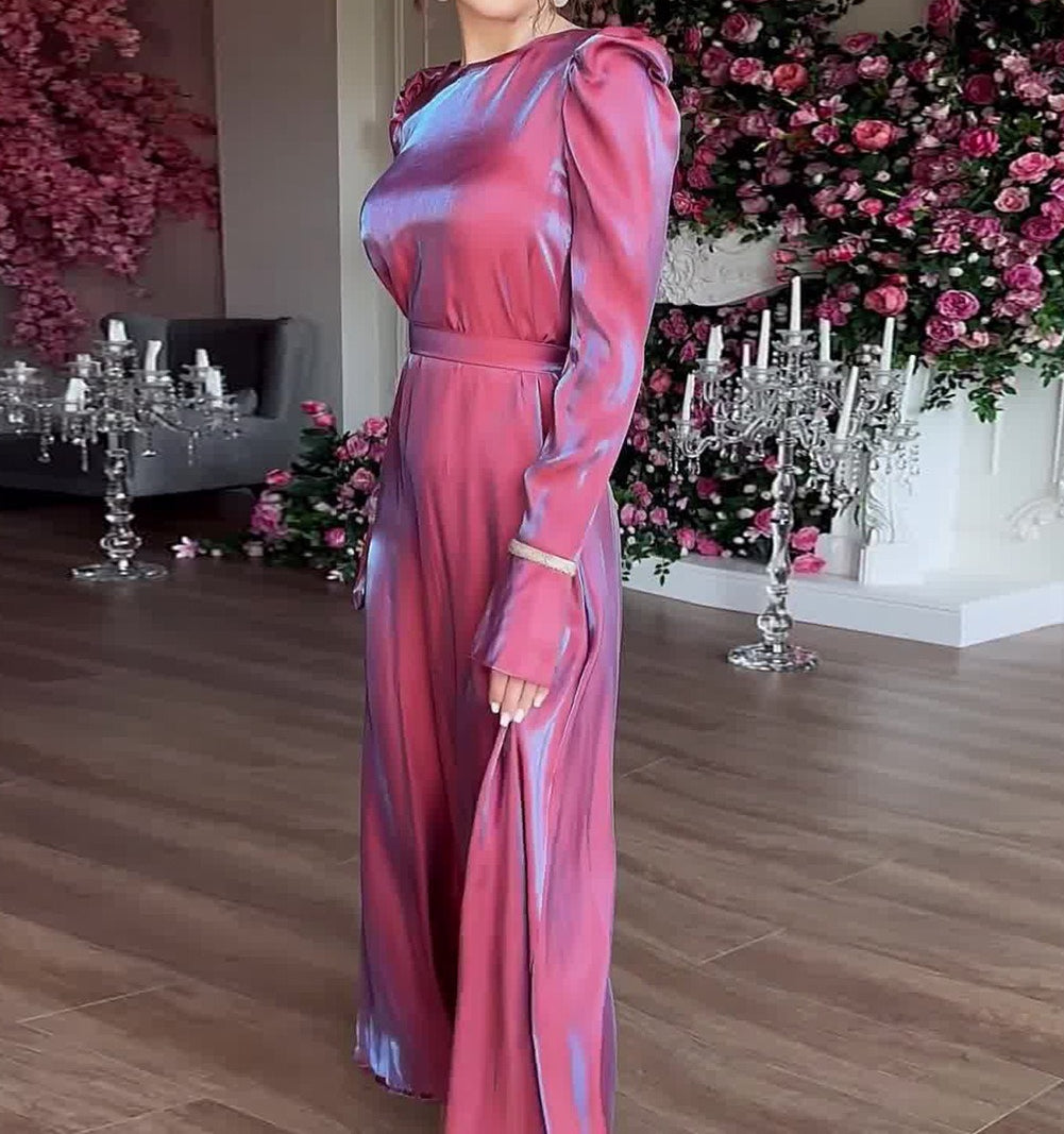 Women's Glitter Glazed Satin Elegant Dress