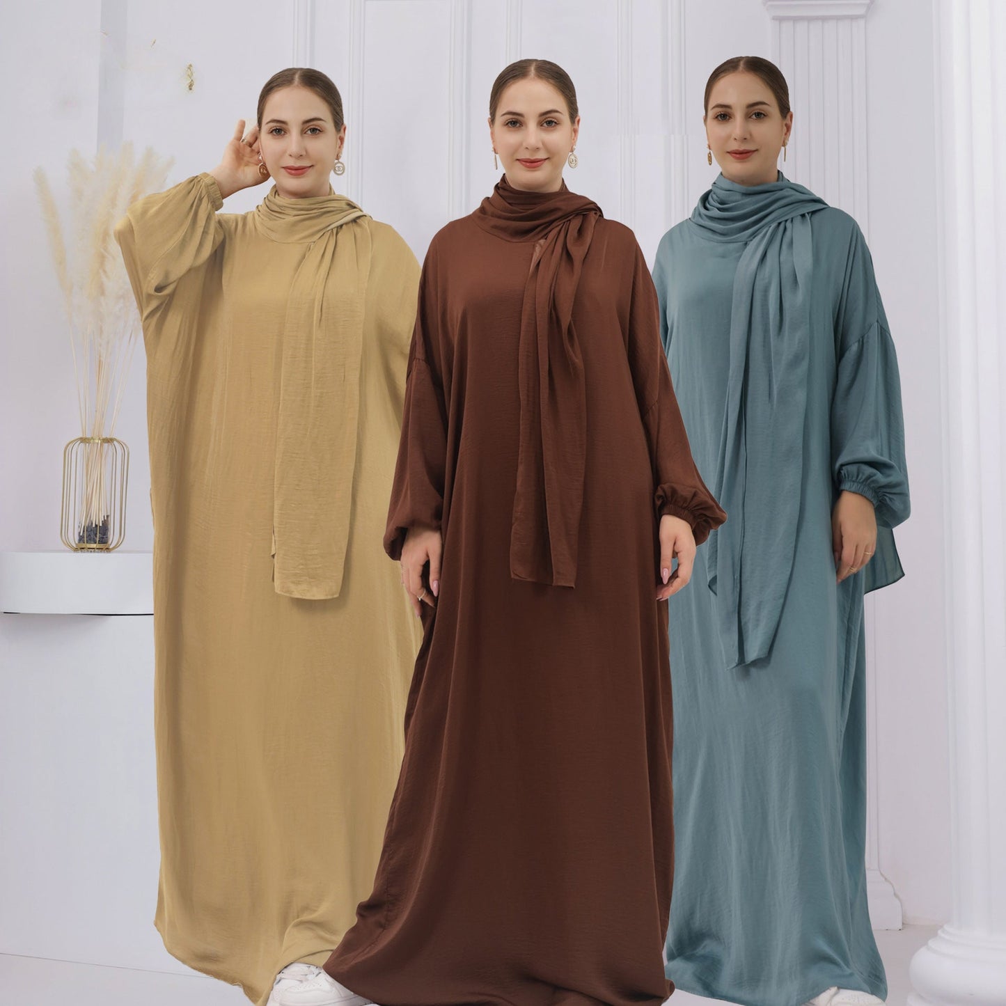 Women's Solid Color Modest Abaya Dress