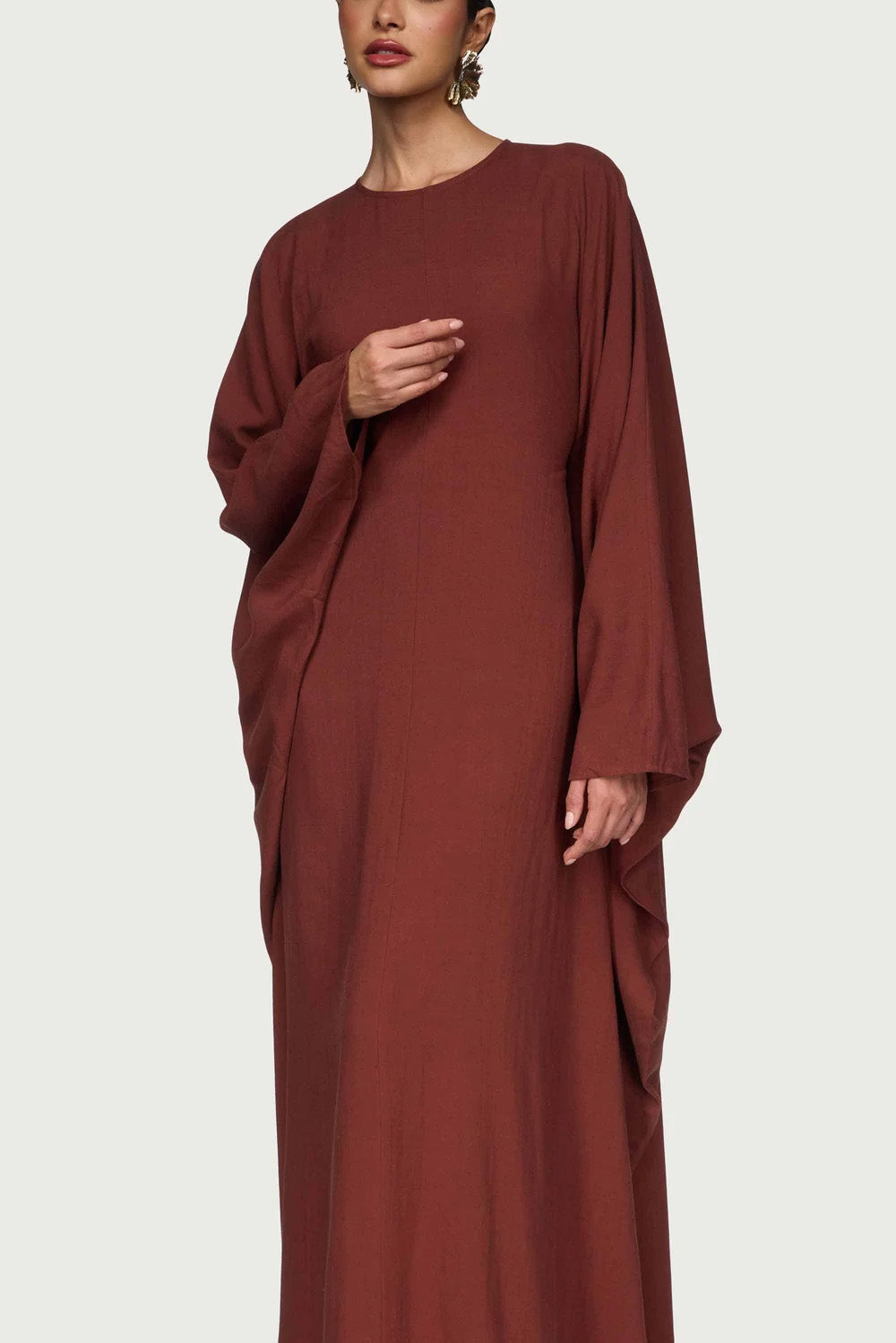 Ladies' Comfortable and Stylish Round-neck Dress-Brown