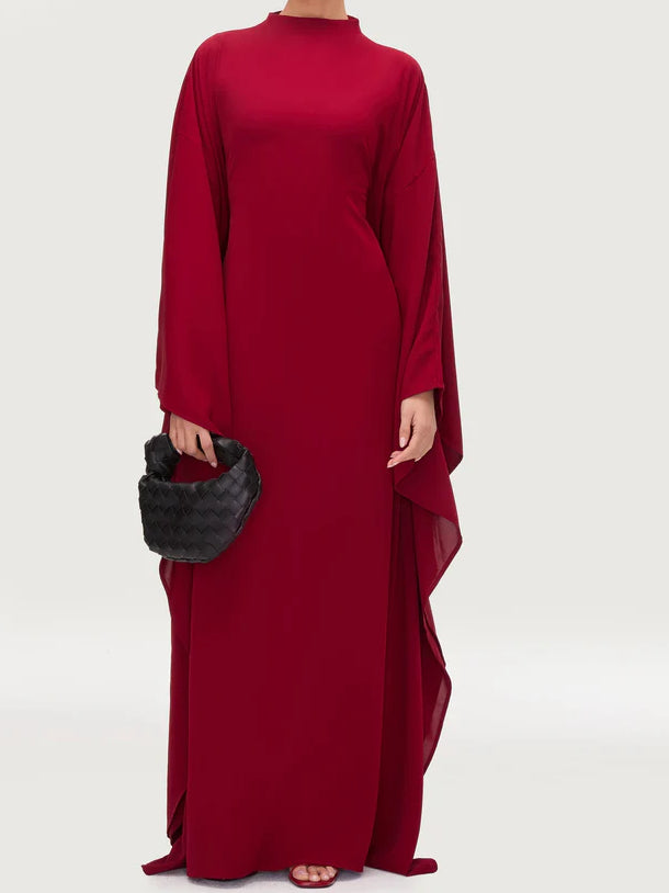 Salma Wings Inner Tie Abaya Dress - Red