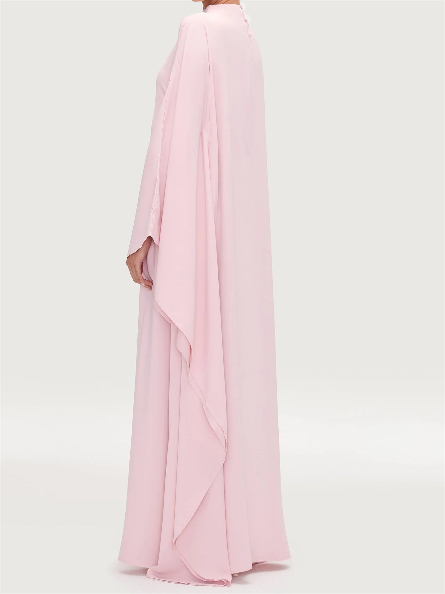Salma Wings Inner Tie Abaya Dress - Pink