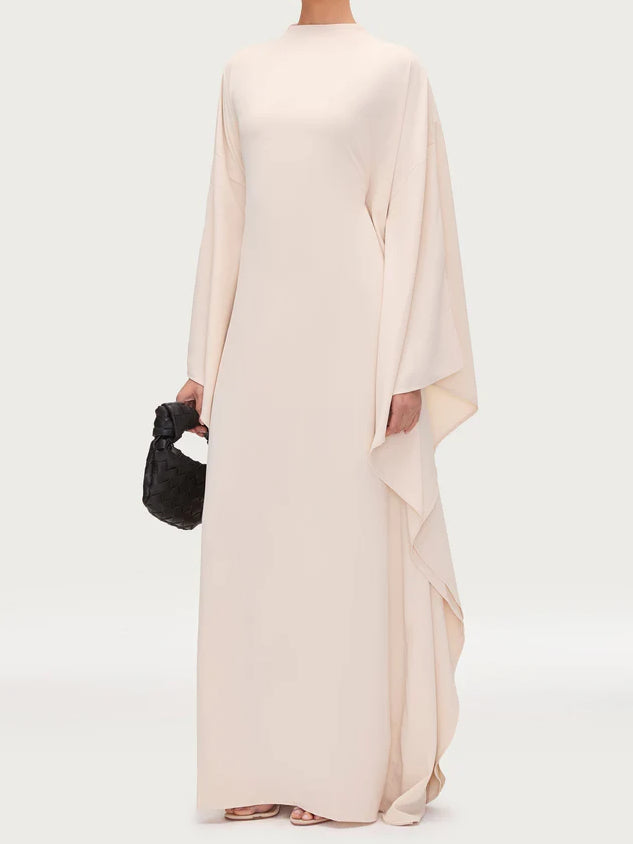 Salma Wings Inner Tie Abaya Dress - Beige