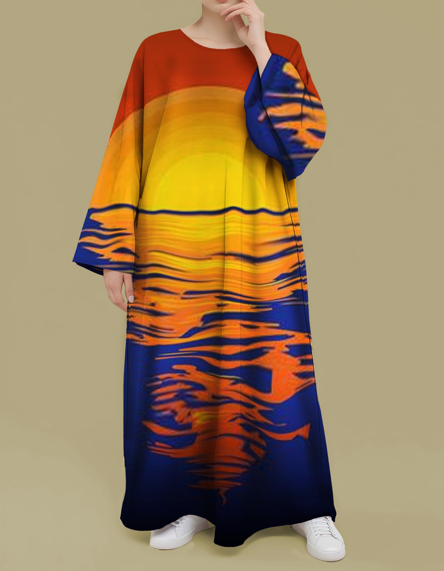Plus Size Floral Nursing Kaftan in Sea Sunset