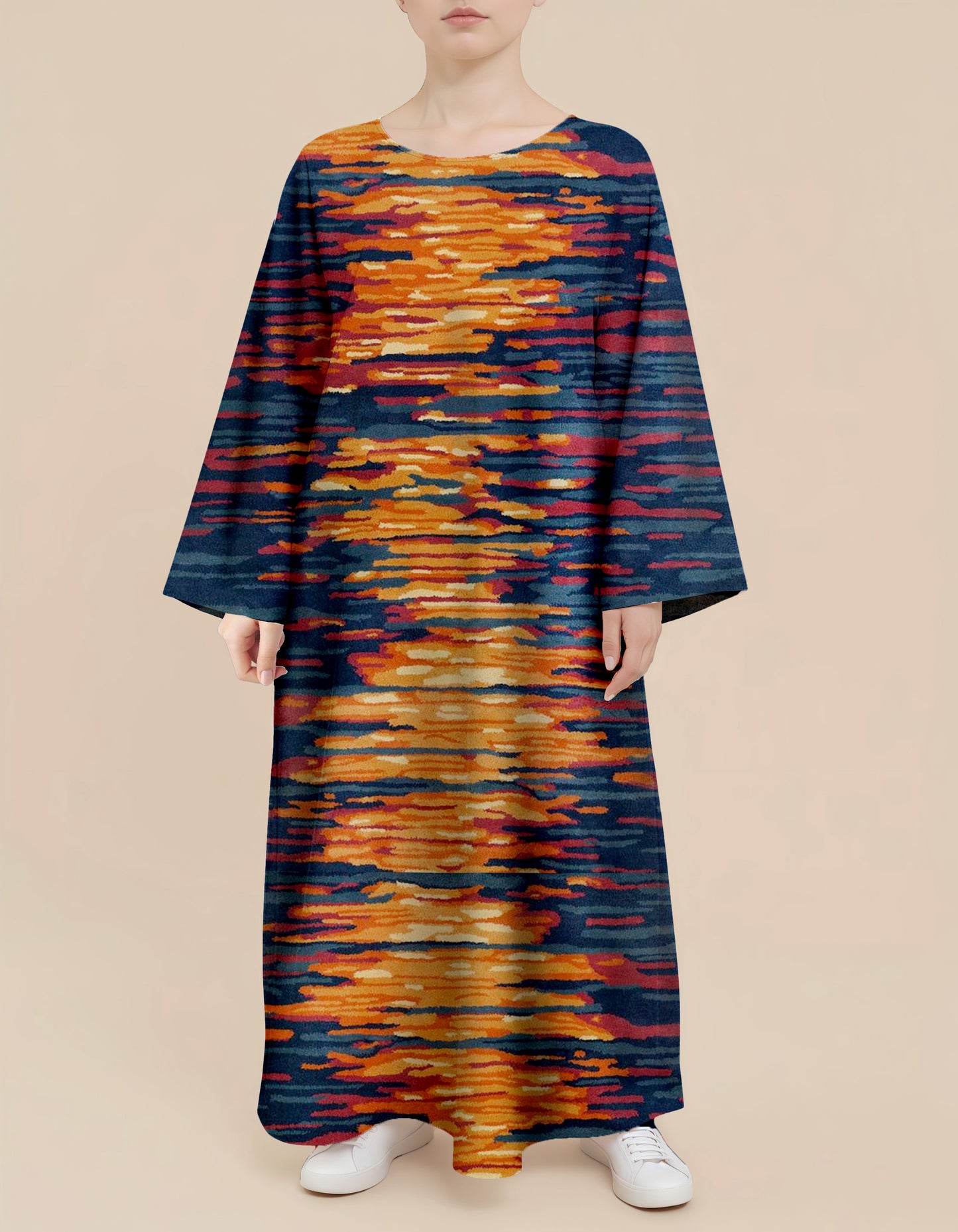 Plus Size Floral Nursing Kaftan in Sunset Reflection