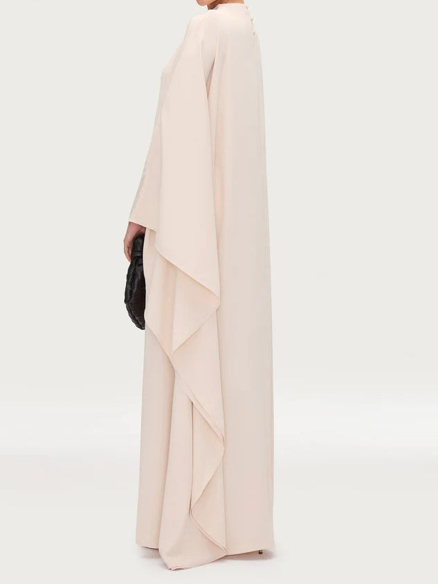 Salma Wings Inner Tie Abaya Dress - Beige