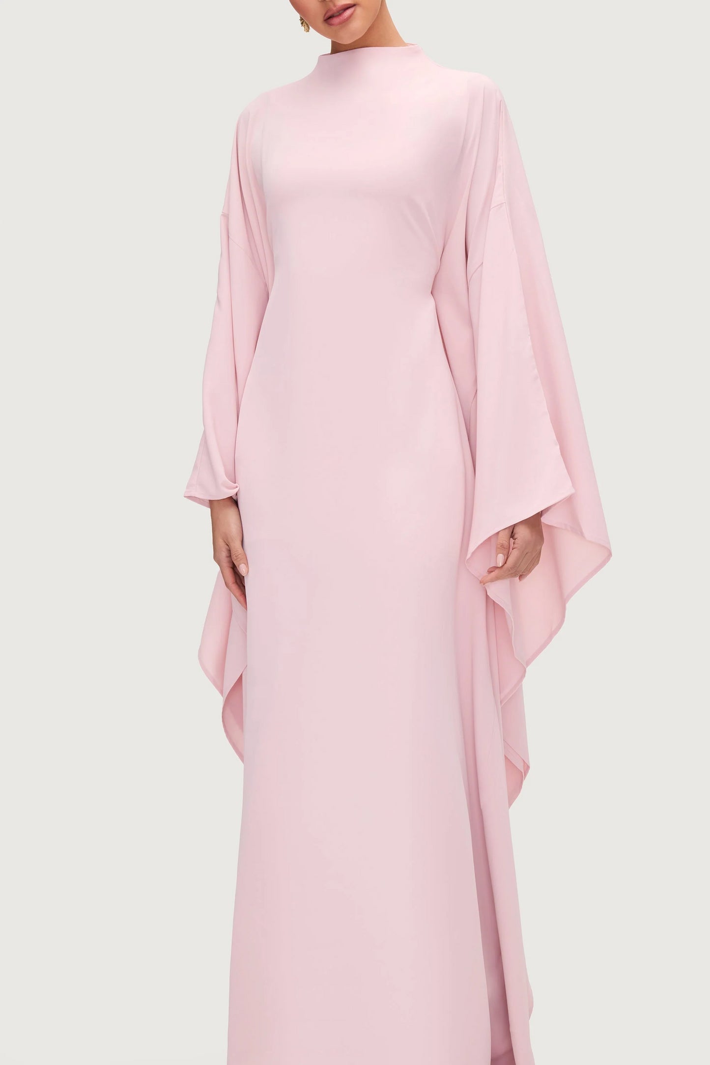 Salma Wings Inner Tie Abaya Dress - Pink