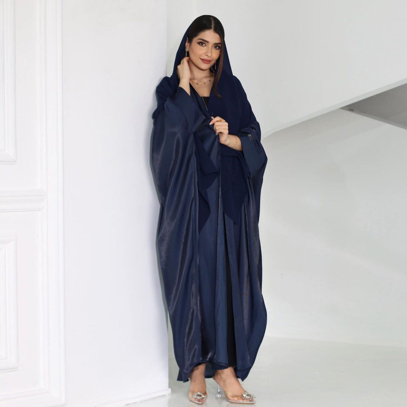 Glamorous Embellished Open Front Abaya