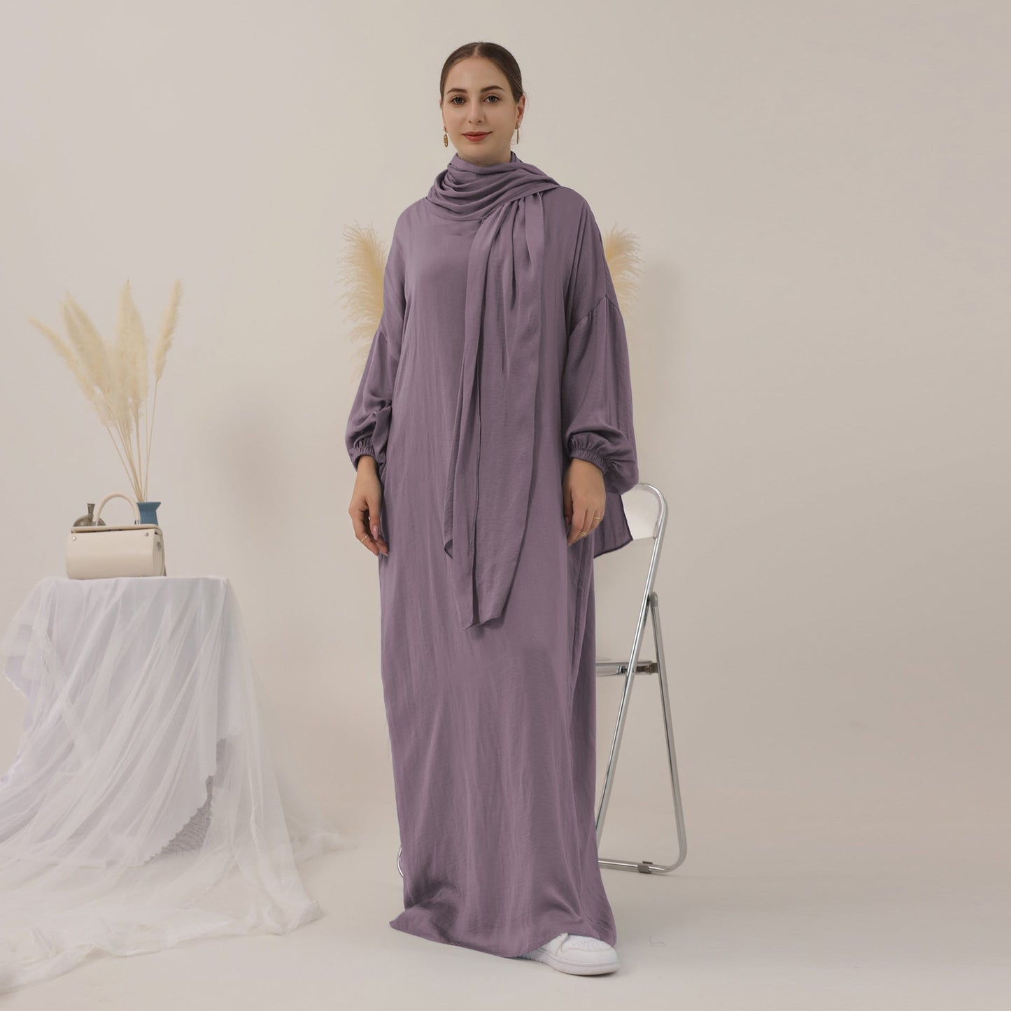 Women's Solid Color Modest Abaya Dress